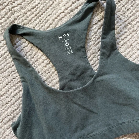Mate the Label Organic Cotton Stretch Sports Bra, Medium, Forest Green - Picture 3 of 3